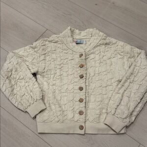 Free People Beach Cream Textured Wood Button-Up Cardigan SZ XS